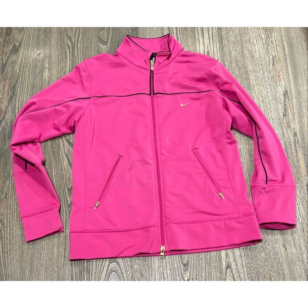NIKE Dri-Fit Full Zip Workout Running Jacket Zipper Pockets Hot Pink Size M